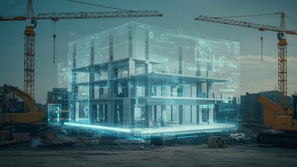Modern data centre building during development