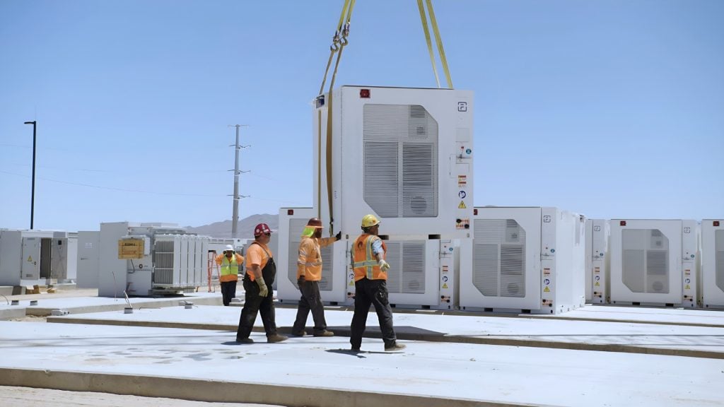 Modular data centre units being positioned by crane